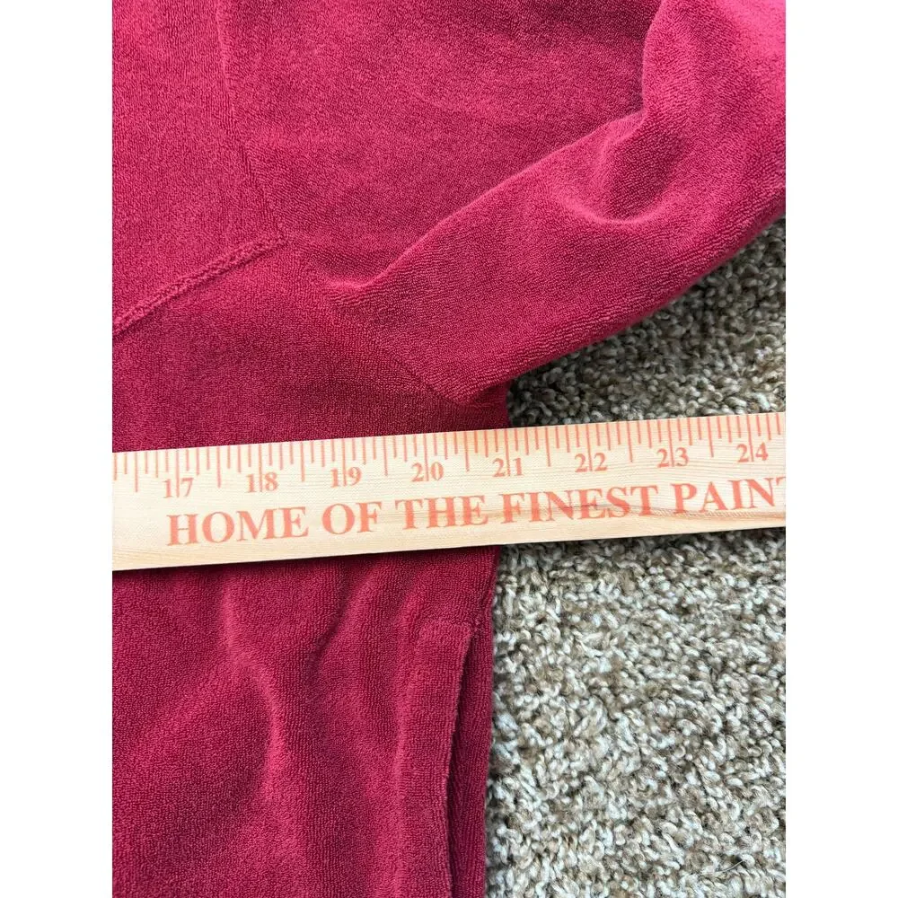 Nike Red Velour Full  Zip Track Jacket Womens Size Medium Burgundy